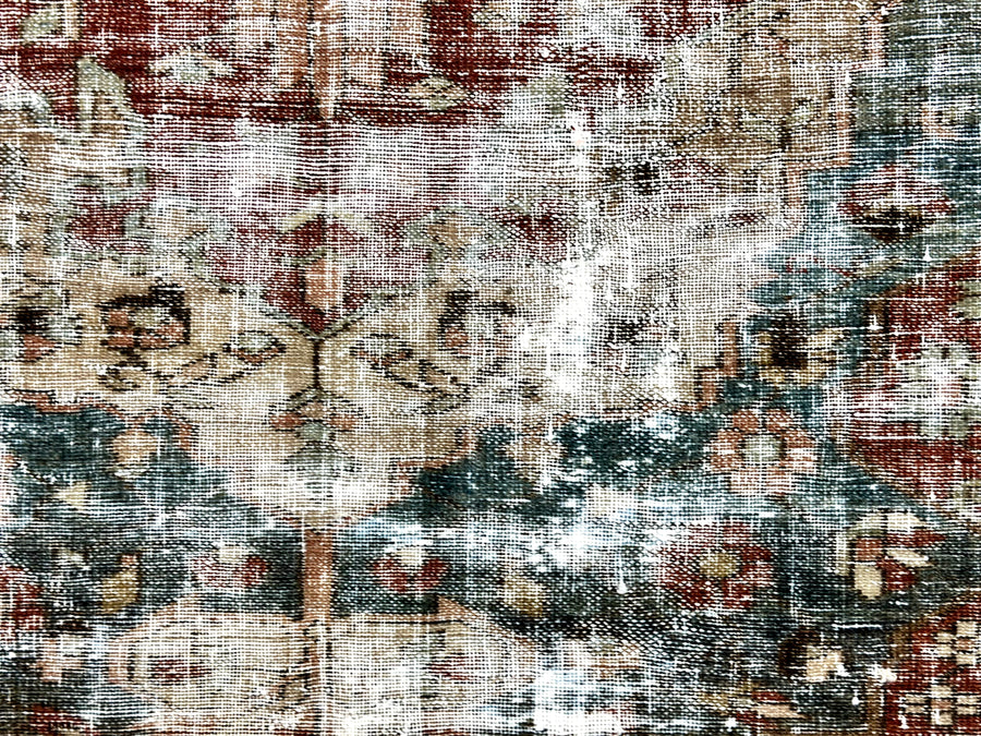 4’4 x 7’ Classic Vintage Carpet Muted Midnight Blue, Wine & Taupe SB