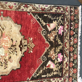 20” x 39” Vintage Turkish Oushak Rug Pale Red & Tan jun43