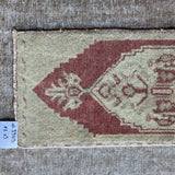 14” x 36” Vintage Turkish Oushak Mat Rug Muted Brick & Beige