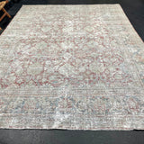 8’11 x 11’7 Classic Antique Rug Muted Gray, Red & Blue