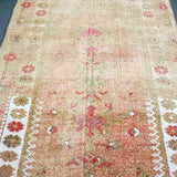 2'8 x 11'5 Vintage Turkish Runner Camel, Olive ,White and Pink
