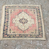 1’8 x 1’11 Antique Oushak Mat Muted Black, Red, Cream and Gold SB