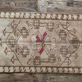 1’9 x 2’10 Antique Kars Rug Muted Camel Beige, Turquoise & Rose '4862