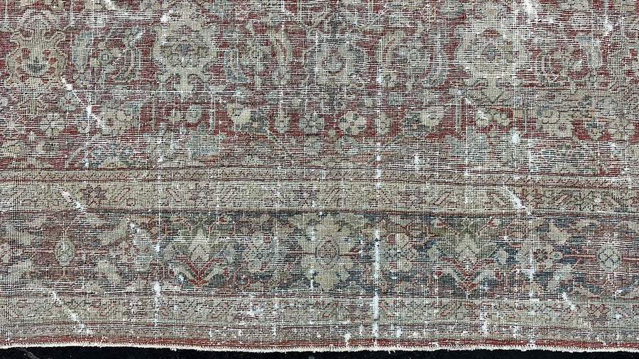 9’2 x 12’4  Classic Antique Rug Muted Gray, Red + Slate Blue