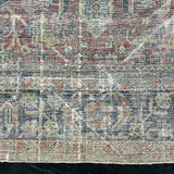 9’5 x 12’5 Classic Antique Rug Muted Turquoise Blue, Red & Gray