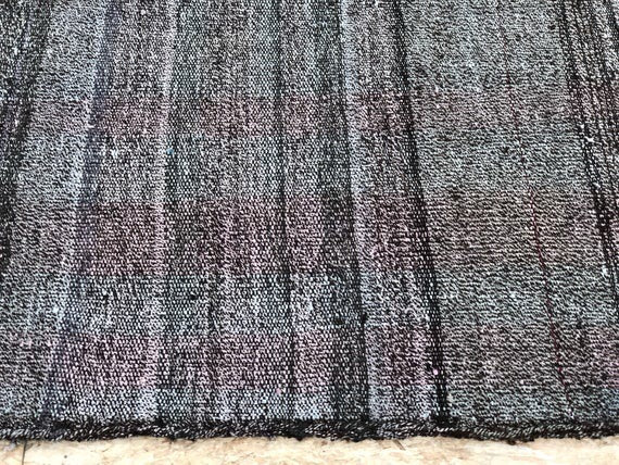 5 x 8 MCM Vintage Kilim Black & Pastel Tweed