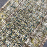 3’2 x 13’1 Classic Antique Runner Muted Turquoise Blue, Gray & Green '5350