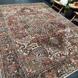 8’7 x 11’5 Classic Vintage Rug Muted Reds, Blues, Greens