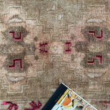 1’5 x 2’8 Antique Turkish Kars Rug Muted Camel Beige & Wine Red '4834