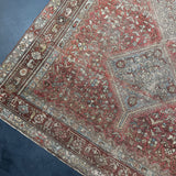 6’4 x 9’10 Classic Antique Rug Muted Rust, Steel Blue & Gray