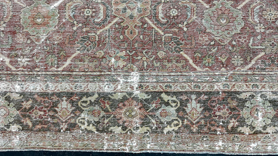 9’5 x 12’11 Classic Antique Rug Muted Red, Charcoal & Blue