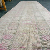 3 x 11  Turkish Oushak Runner Pink and Beige and Gray