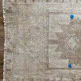 1’8 x 3’6 Antique Turkish Taspinar Rug Muted Greige, Taupe & Cobalt