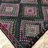 6 x 9 Jijim  Turkish Bohemian Kilim Rug Black, Gray, Plum & Pink