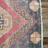 1’5 x 3’ Vintage Turkish Oushak Rug Muted Red, Black & Apricot '4800