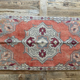 1’10 x 3’2 Vintage Oushak Runner Muted Gray, Copper & Wine '5131