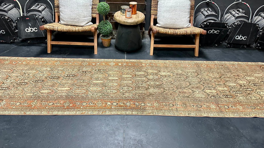 3’2 x 15’9 Classic Antique Runner Muted Copper, Taupe, Green & Blue SB