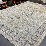 9’5 x 12’9 Classic Antique Rug Muted Black, Sage & Gray '5331