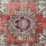 1’5 x 2’10 Vintage Turkish Oushak Rug Muted Rust, Beige & Purple '5171
