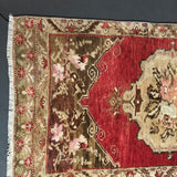 20” x 39” Vintage Turkish Oushak Rug Pale Red & Tan jun43