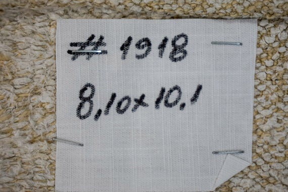 9 x 10 MCM Organic Hemp Rug Vintage Turkish Ecru
