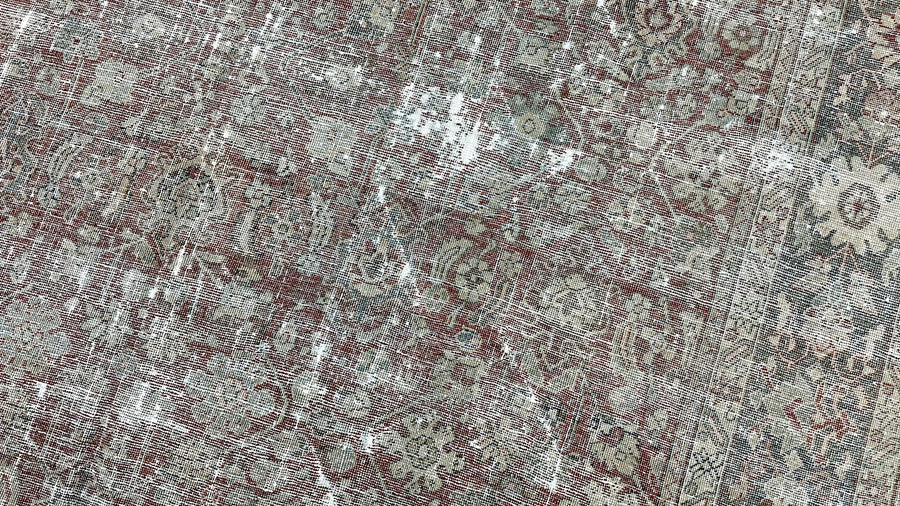 9’2 x 12’4  Classic Antique Rug Muted Gray, Red + Slate Blue