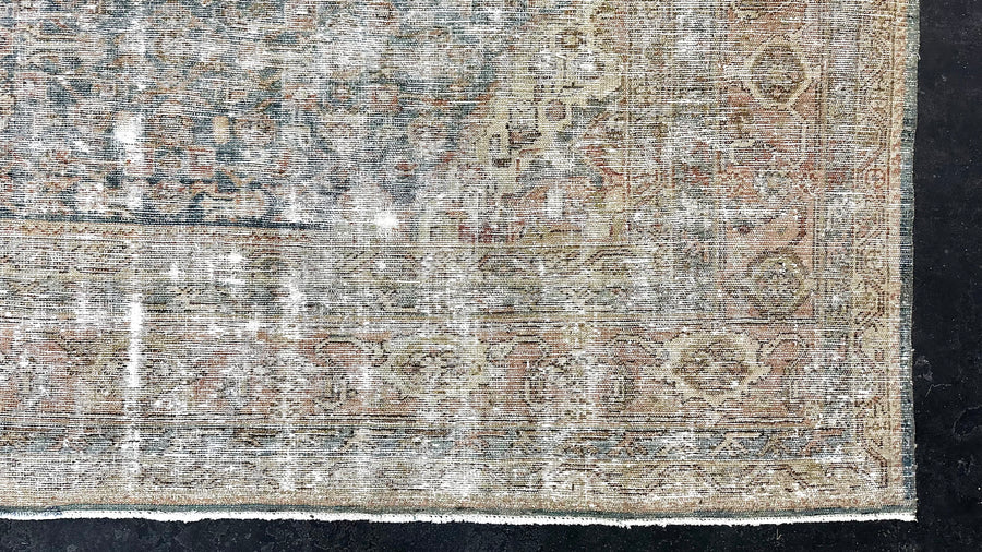 10’ x 12’11 Classic Antique Rug Muted Denim, Terra Cotta & Gray
