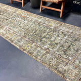 3’2 x 13’1 Classic Antique Runner Muted Turquoise Blue, Gray & Green '5350