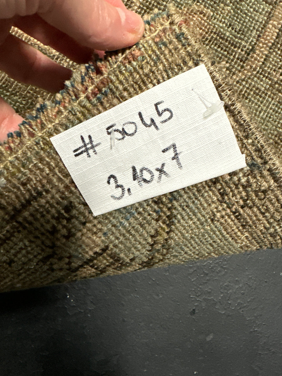 3’10 x 7 Classic Antique Rug Muted Denim Blue & Bronze + Sea Green SB