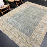 7’10 x 10’7 Classic Vintage Tabriz Rug Muted Denim Blue & Dark Beige '5094