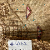 1’9 x 2’10 Antique Kars Rug Muted Camel Beige, Turquoise & Rose '4862
