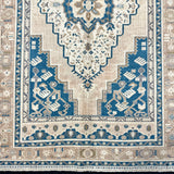 4’1 x 6’8 Vintage Turkish Taspinar Rug Blue, Cream & Beige