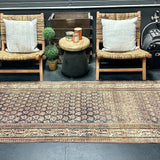 3’5  x 20’5 Classic Antique Runner Muted Blue-Black, Gray & Copper