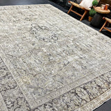 9’5 x 12’9 Classic Antique Rug Muted Black, Sage & Gray '5331