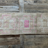 1’3 x 3’4 Antique Kars Rug Muted Camel Beige, Gray + Pink '4853