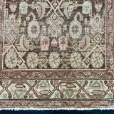 3’6 x 13’9 Classic Antique Runner Muted Brown, Beige and Blush Pink