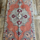 1’10 x 3’2 Vintage Oushak Runner Muted Gray, Copper & Wine '5131