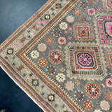 4’5 x 6’3 Classic Vintage Rug Muted Gray, Camel, Pink & Burnt Orange '5033