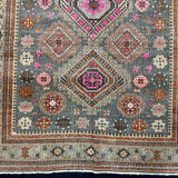 4’5 x 6’3 Classic Vintage Rug Muted Gray, Camel, Pink & Burnt Orange '5033