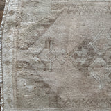 1’10 x 3’3 Antique Turkish Taspinar Rug Muted Beige, Gray + Taupe