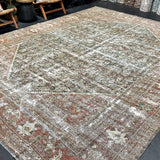 10’4 x 13’6 Classic Antique Rug Muted Dark Denim, Rust & Brown '5329