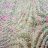 3 x 11  Turkish Oushak Runner Pink and Beige and Gray