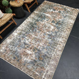 4’9 x 9’4 Classic Vintage Rug Muted Denim Blue, Copper & Tan SB '5235