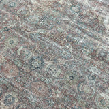 9’5 x 12’5 Classic Antique Rug Muted Turquoise Blue, Red & Gray