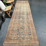 3’7 x 15’4 Classic Antique Runner Muted Black, Copper & Beige