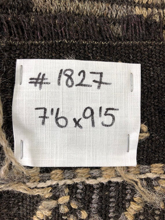 7 x 10 Large Bohemian Kilim Rug Muted Deep Plum, Gray & Black