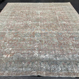 9’5 x 12’5 Classic Antique Rug Muted Turquoise Blue, Red & Gray