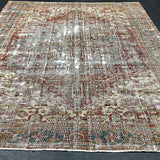 9’ x 11’3 Classic Vintage Rug Muted Grays, Reds, Blues, Greens