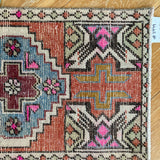 1’7 x 2’10 Vintage Turkish Oushak Rug Muted Rust, Pink & Blue '3999