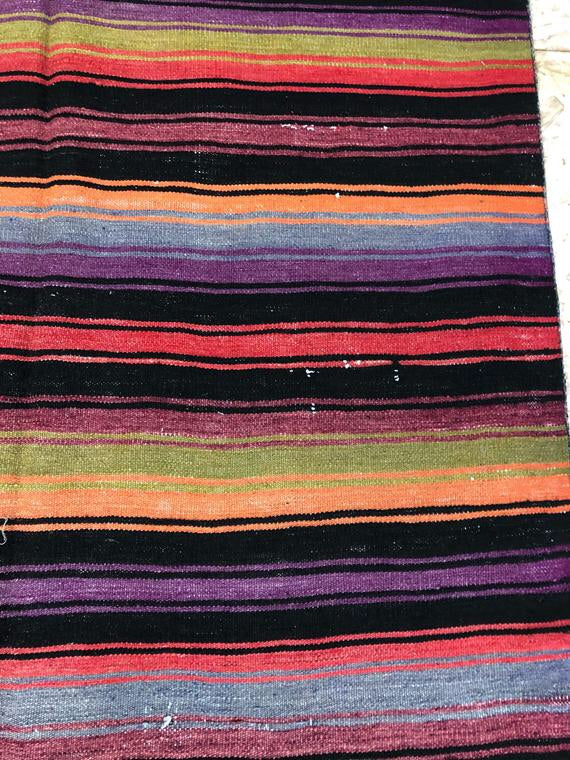 5 X 12 Turkish Kilim Runner 80's Natural Dyes Handmade Anatoloian Carpet